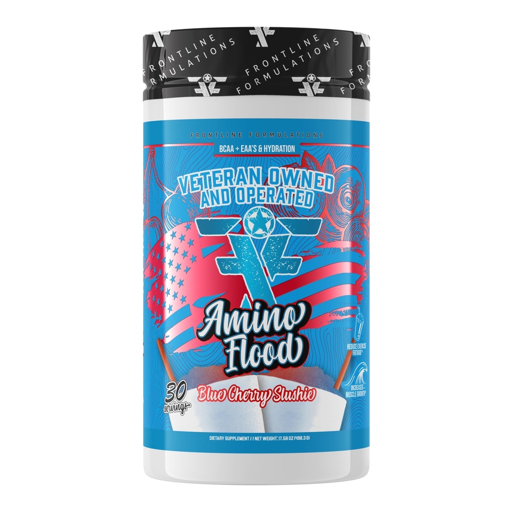 Amino Flood, BCAAs + Essential Amino Acids, בניית בלוקים של שריר, רחב פורמולה, טעם גדול, ותיק בבעלות ומופעל (30 משרתים, Blue Cherry Slushie)