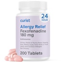 קורטיסט Fexofenadine hydrochloride 180 מ"ג (200 טבליות) תרופות אלרגיה Drowsy - 24 Hour All Day Allergy הקלה עבור Runny Nose, Itchy Eyes, & גרון - Allergy Relief Tablets (200 הרוזן)