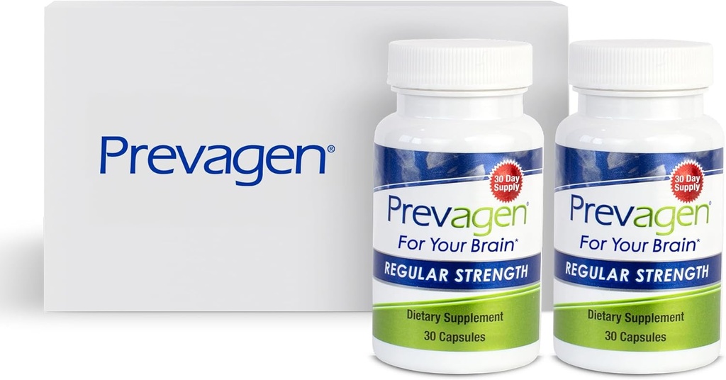 Prevagen 10 מ"ג, 2 בקבוקים של 30 קפסולות, כוח קבוע 30 Ct עם משיכת אחסון Prevagen