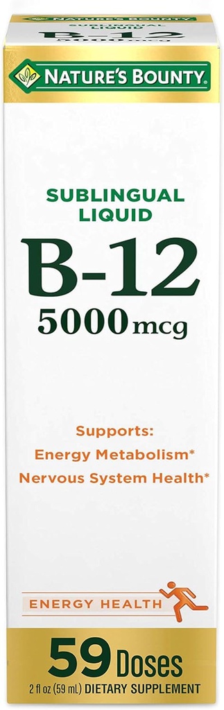 ויטמין B12 5000 mcg Sublingual נוזלי, Cardiovascular Health & cell Energy Support, 2 Fl Oz (1 Count)