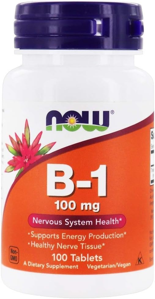 Now Foods ויטמין B-1 (Thiamine), 100 טבליות / 100 מ"ג (Pack of 2)