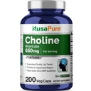 NusaPure Choline Bitartrate 650 מ"ג 200 קפסולות Veggie (Vegetarian, non-GMO, טבעוני)