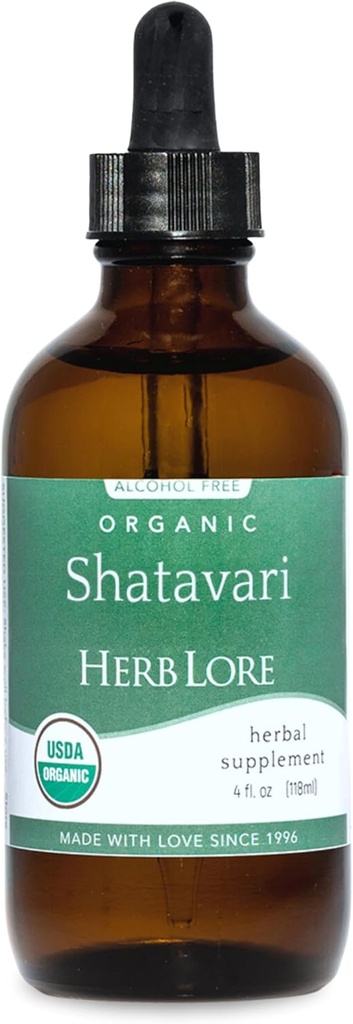 Herb Lore אורגני Shatavari שורש לחלץ Tincture - נוזל Shatavari טיפות (Asparagus Racemosus) עבור Lactation ו- איכות חיים - אלכוהול חינם (4 oz)