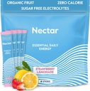 Nectar אנרגיה Booster - אורגני Caffeine, B12 & אלקטרוליטים - סוכר חינם & Zero Calorie - קפה בריא, משקאות אנרגיה ו-Soda Alternative - הידרציה ואנרגיה (Straw. Lemonade 18 Packets)