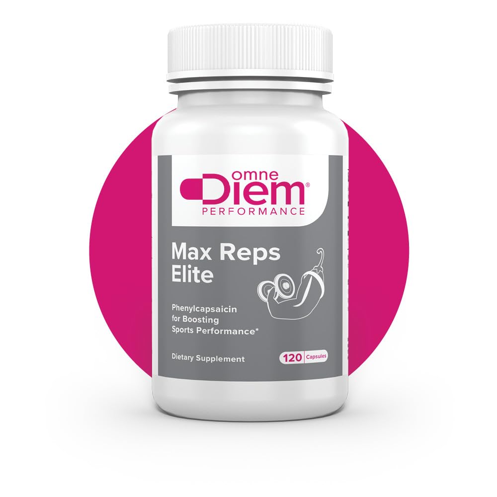 Omne Diem Max Reps Elite קפסולות - Phenylcapsaicin Sports Performance Dietary תוסף - תומך מקסימום עבודה ושיקום והפחתה של עייפות - עבור גברים ונשים - 120 ct