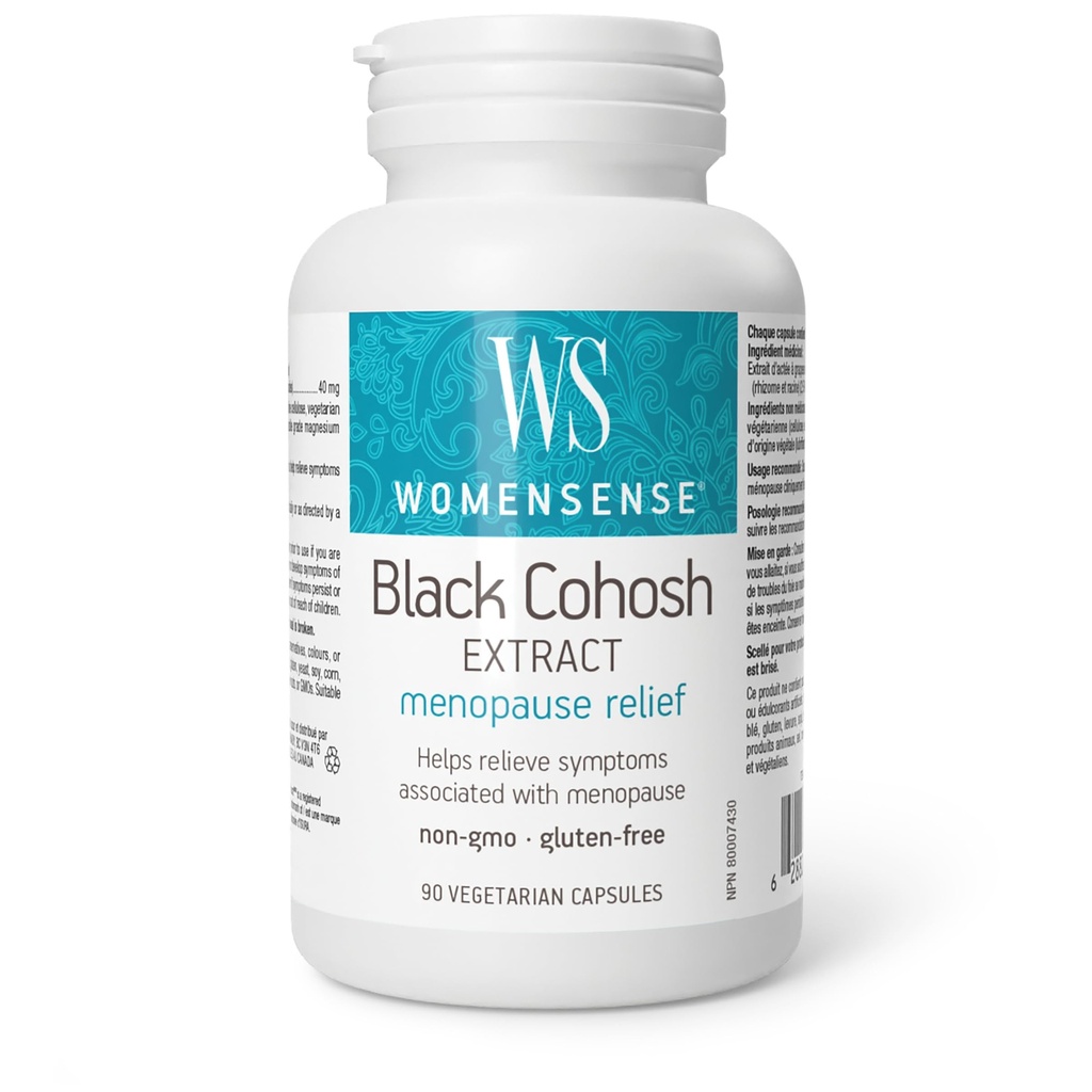 Natural Factors - WomenSense Women's Black Cohosh לחלץ 40 מ"ג, Menopausal Symptom Support, 90 קפסולות צמחוניות