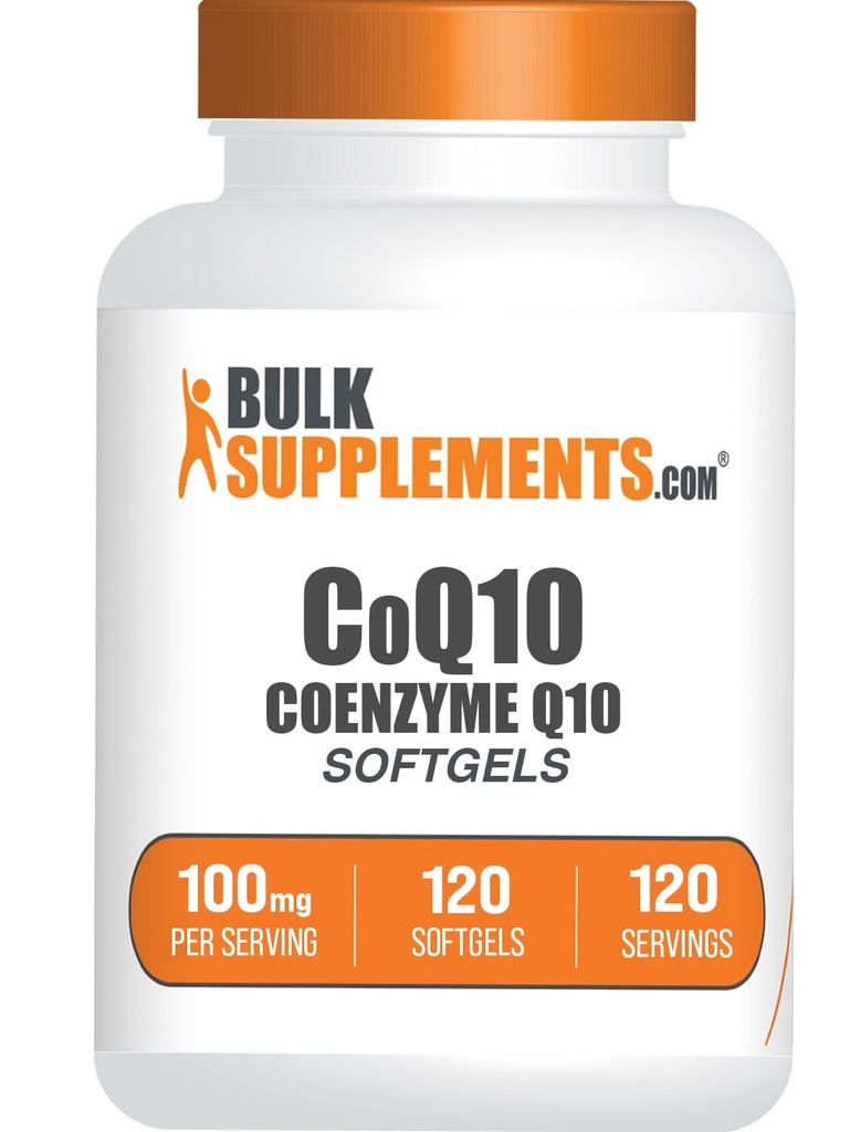 BulkSupplements.com CoQ10 100 מ"ג Softgels - Coenzyme Q10 100 מ"ג תוספת עבור בריאות הלב - Gluten Free, 1 Softgel לשרת, 120 הרוזן (Pack של 1)