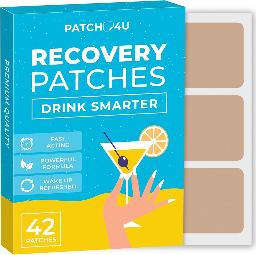 Recovery Patches 42 Pack - Wake Upמרעננים & Energyzed with our 100% ingredients Patch - Skin-Friendly & Waterהוכחה - החל לפני שתייה - פורמולה בוקר מוגברת