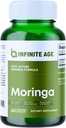 InFINITE AGE 1000 מ"ג אורגני Moringa Leaf אבקת קפסולות, 60 Count - Made in the USA, Vegan, Gluten Free, All-Natural - Antioxidants, Liver and Kidney Support Supplement