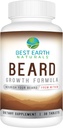 טבעיי כדור הארץ הטובים ביותר Beard Growth פורמולה לגברים ויטמינים, חומרים מזינים, ביוטין, Saw Palmetto, ו- PABA לצמיחת שיער הפנים 30 Count
