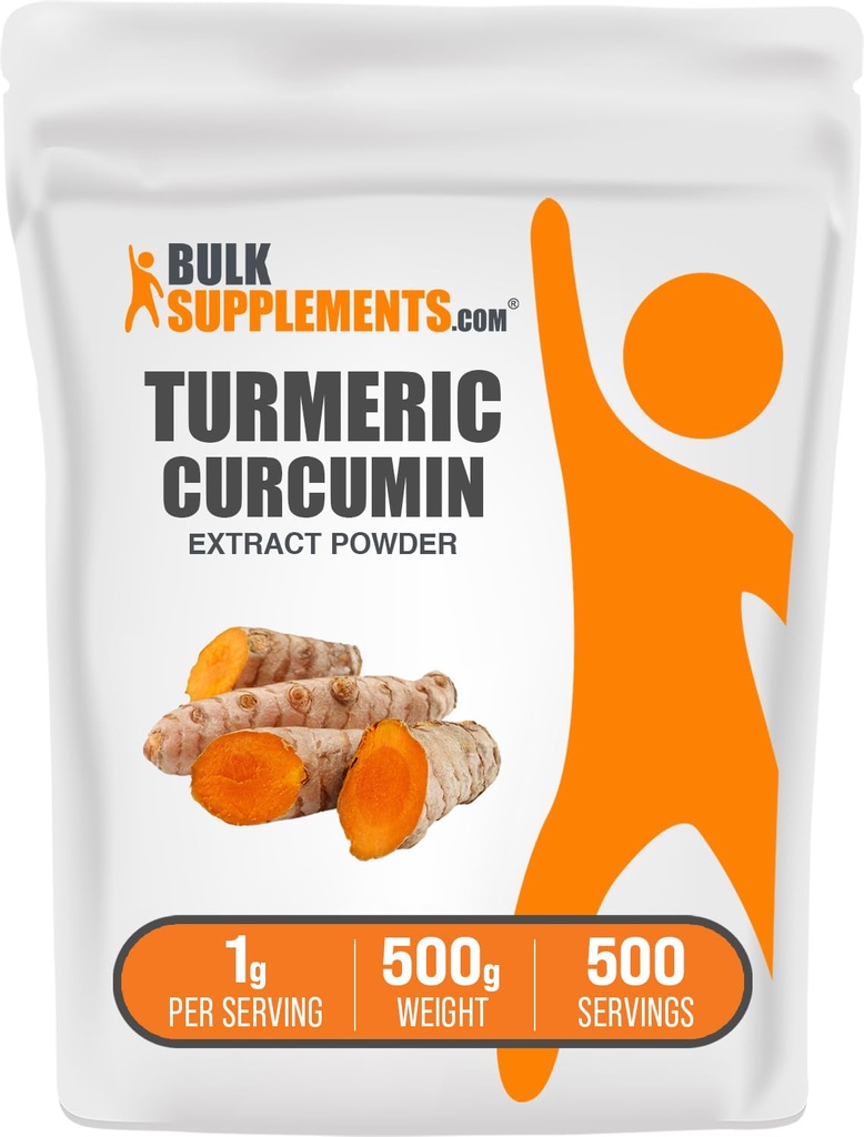 BulkSupplements.com Turmeric לחלץ אבקת - מ Root Turmeric, תוספי Curcumin, אבקת כורכום Turmeric Curcumin - Gluten Free, 1g לכל משרת, 500g (1.1 lbs) (Pack of 1)