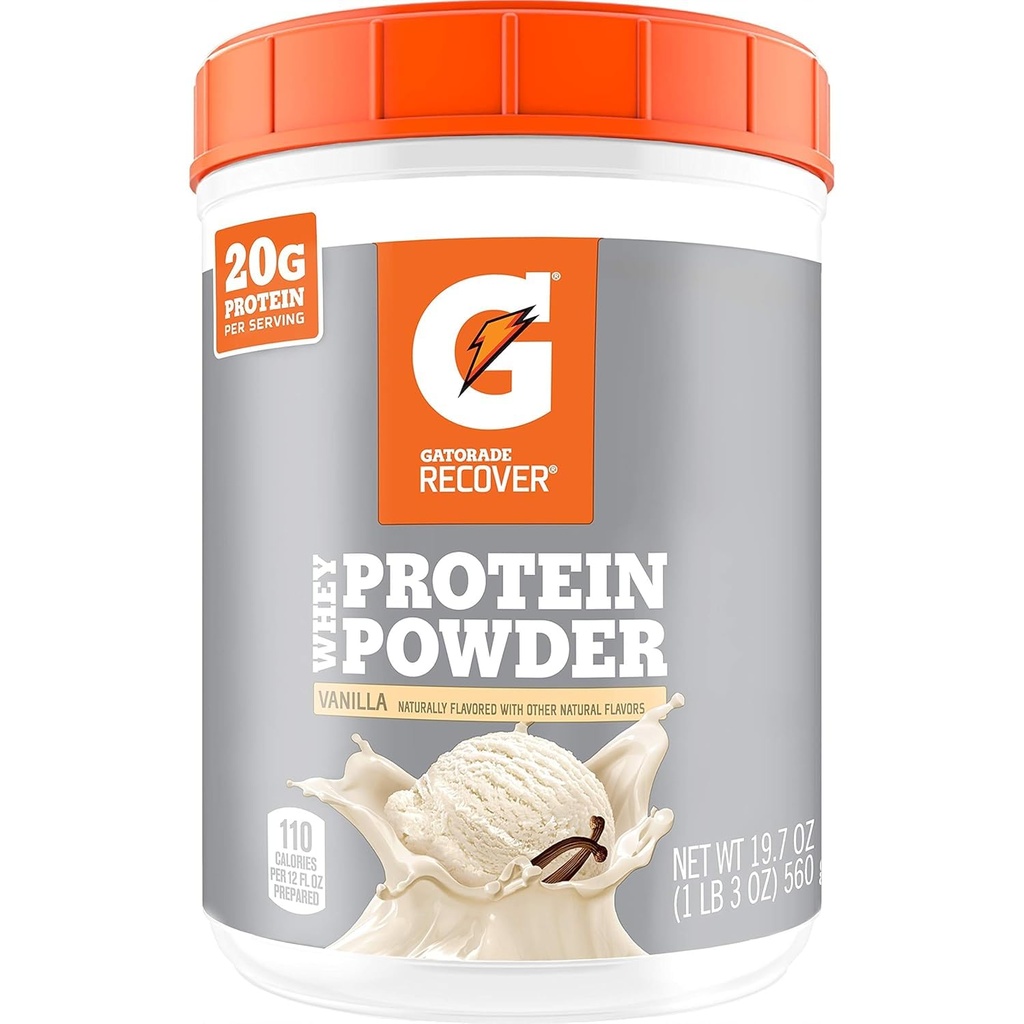 אבקת חלבון של Gatorade Whey, 20 משרתות Per Canister, 20 גרם של חלבון עבור משרת, וניל, 19.7