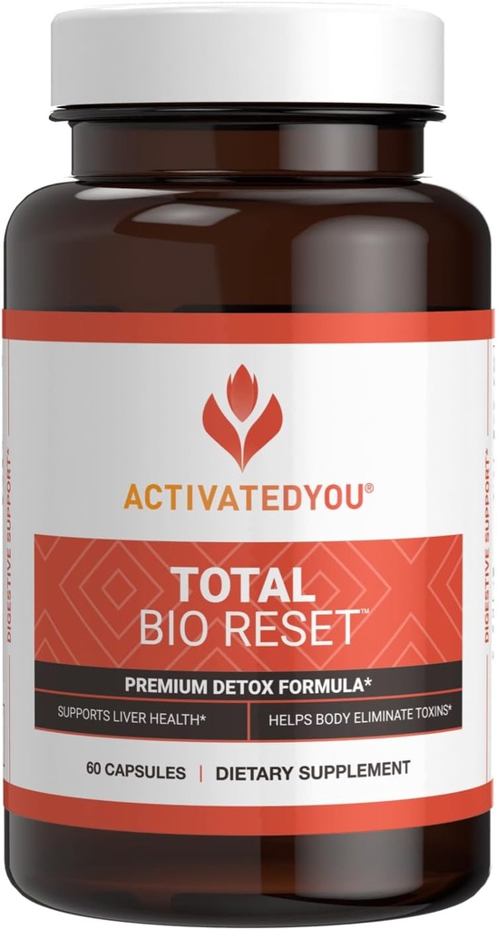 ACTIVATEDYOU Total Bio איפוס- Detox פורמולה עבור מערכת ניקוי ו Flushing Digestive עבור Radiant Skin & Sustained אנרגיה w / chlorella, קיווי פרי ו Dandelion Root (60 קפסולות)