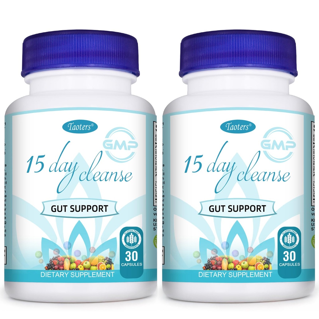 15 יום ניקוי Gut תמיכה 2 Pack | קולון Broom, Detox תוספת עם Senna, Cascara Sagrada & Psyllium Husk, עבור גברים ונשים | סך 60 קפסולות