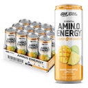 Optimum Nutrition Amino Energy Sparkling hydrotion לשתות, Electrolytes, Caffeine, Amino Acids, BCAAs, סוכר חינם, מנגו Pineapple Limeade, 12 Fl Oz, 12 Pack (Packaging May Vary)