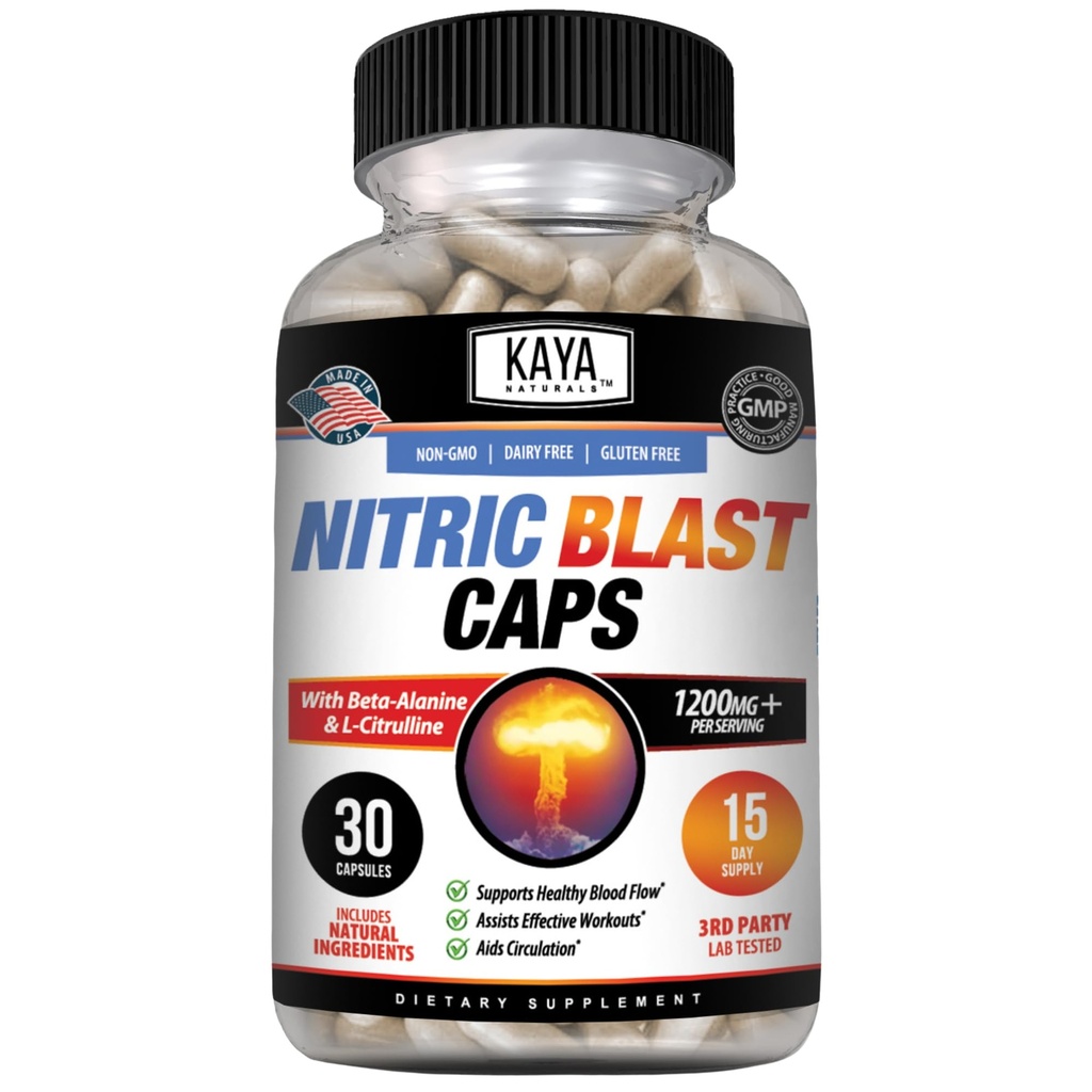 Kaya Naturals - Nitric Blast Potent All-Natural Herbal תוסף עבור יתרונות בריאותיים מקסימליים | Pre-Workout | אנרגיה מוגברת