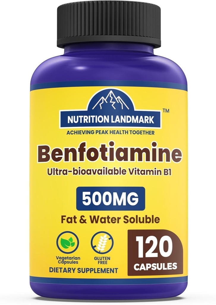 Benfotiamine 500 מ"ג, 120 קפסולות - Gluten Free, Non-GMO ו- Vegetarian Friendly