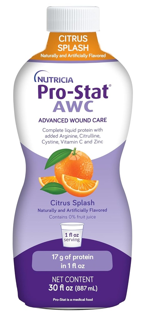 Pro-Stat Advanced Wound Care (AWC), ריכוז מזון רפואי נוזלי חלבון - Citrus Splash Punch Flavor, 30 בקבוק Fl Oz