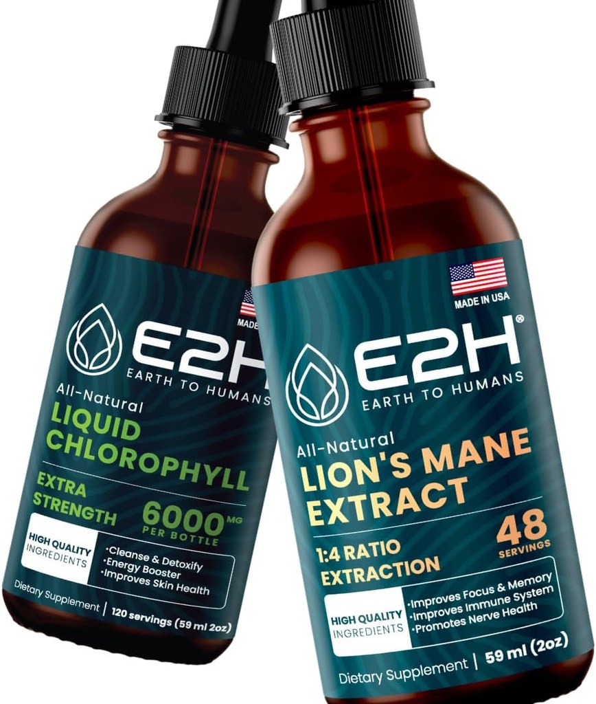 E2H: נוזל Chlorophyll ו- Lion's Mane Mushroom