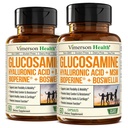 Glucosamine Sulfate עם Hyaluronic Acid, Boswellia, Black Pepper & MSM תוסף - 5-in-1 תוספים משותפים לגברים ונשים - בריאות משותפת, ניידות ועצמות העצם - FSA אליגible 2 Pack