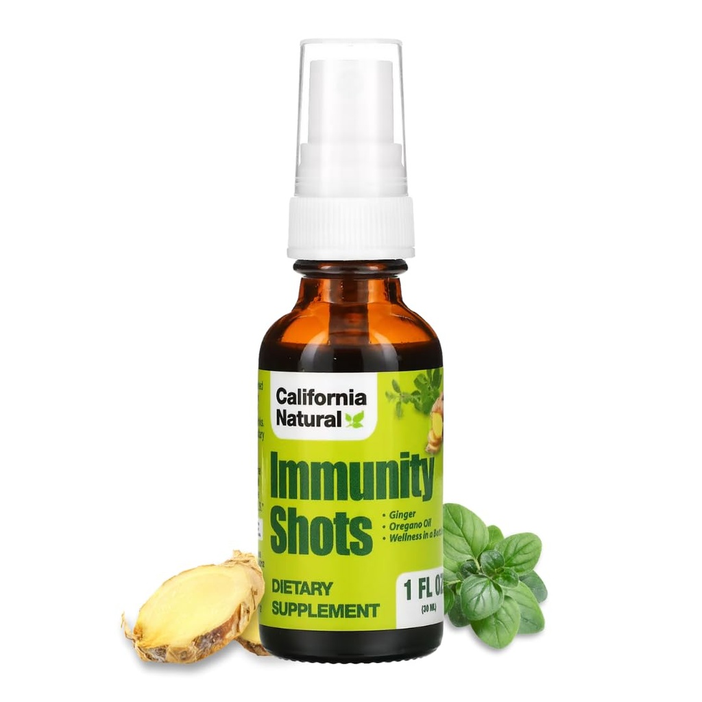 California Natural Immunity Shots 1ozבק, אורגני ג'ינג'ר Root, Oregano Oil - Potent & Pure Immune System Booster - Immune System Support & Wellness Shot (Pack of 1)