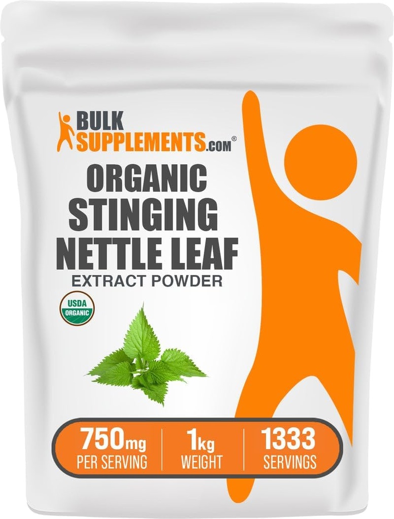 BulkSupplements.com אורגני Sting Nettle לחלץ אבקת - Nettle Leaf Extract, Herbal Supplement - טבעוני וגלוטן חינם, 750 מ"ג עבור שירות, 1kg (Pack of 1)