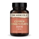 Dr. Mercola Copper Bisglycinate, 90 לשרתים (180 טבליות), תוספי תזונה, 8 מ"ג ליום, Mini Tabs, תומך בריאות כוללת, non GMO