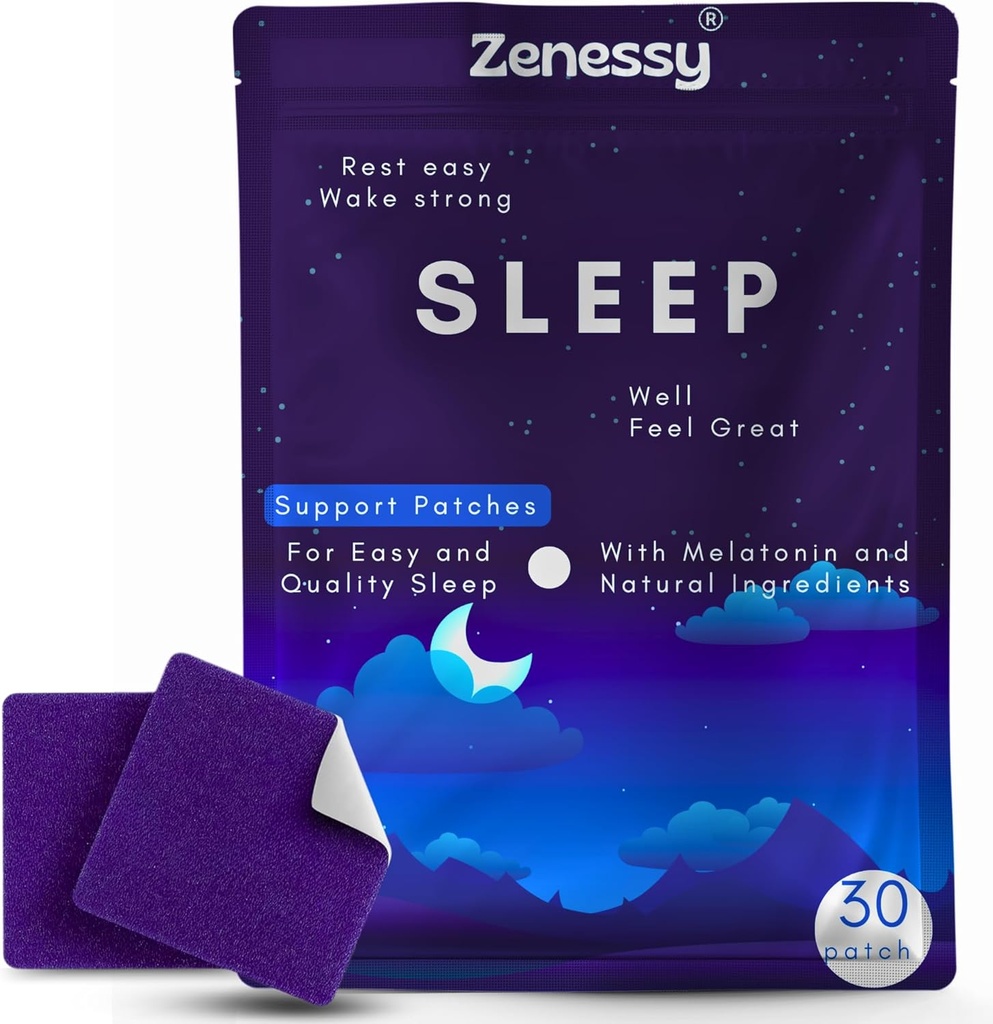Sleep Patches - Herbal Melatonin, ולריאן שורש ומגנזיום Infused Patches for Better Sleep, All- Night Rest &laxation, Non-Habit Forming, Easy to Apply, 30 פטש