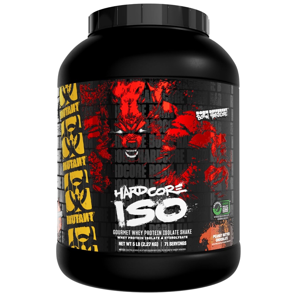 המוטאנט ISO Surge Whey חלבון Isolate אבקה לפעול מהר כדי לעזור לשחזר, לבנות שריר, בולק וכוח, 5 lb - שוקולד בוטנים