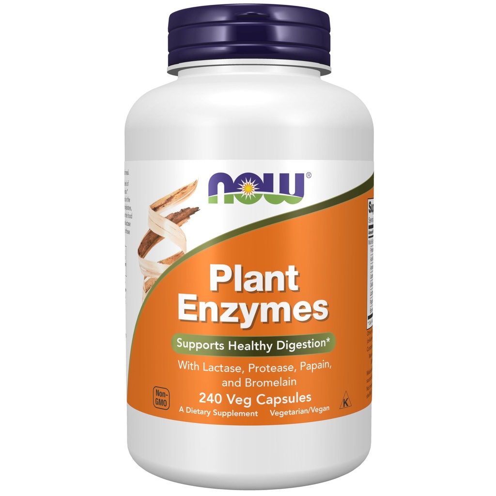 תוספי מזון עכשיו, Plant Enzymes with Lactase, Protease, Papain ו Bromelain, 240 קפסולות Veg