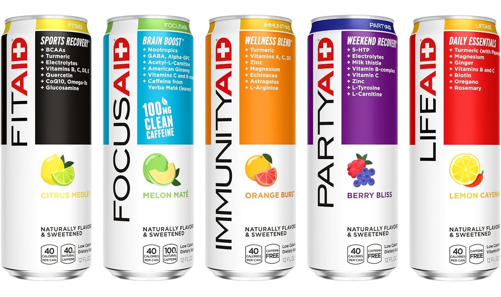 FITAID Post Workout Recovery, Strawberry Lemonade, BCAAs, Glucosamine, Electrolytes, All In One Can, Paleo, Vegan & Gluten-Free, 40 Calories, 12 Fl Oz (Pack of 24)