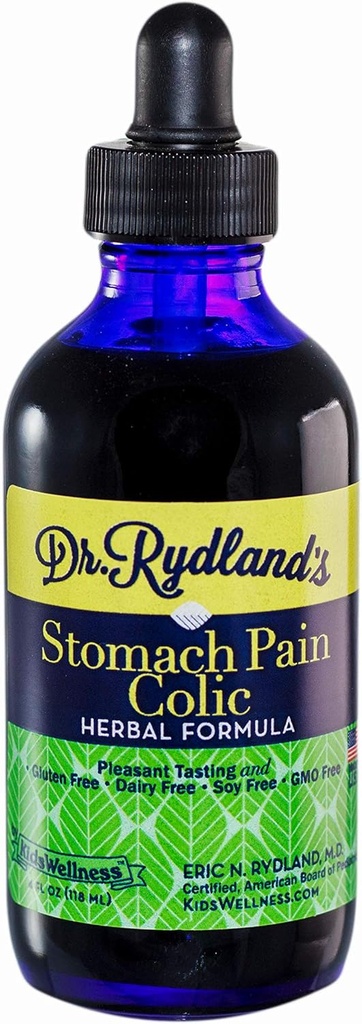 Dr. Rydland's Herbal Supplement | נוצר על ידי ילדים טובות | גדול לתינוקות למבוגרים | Stomach & Colic | Relieves Indigestion, Stomach Pain, Gas, Bloating and Colicסימפטומים | 4 Ounceבק