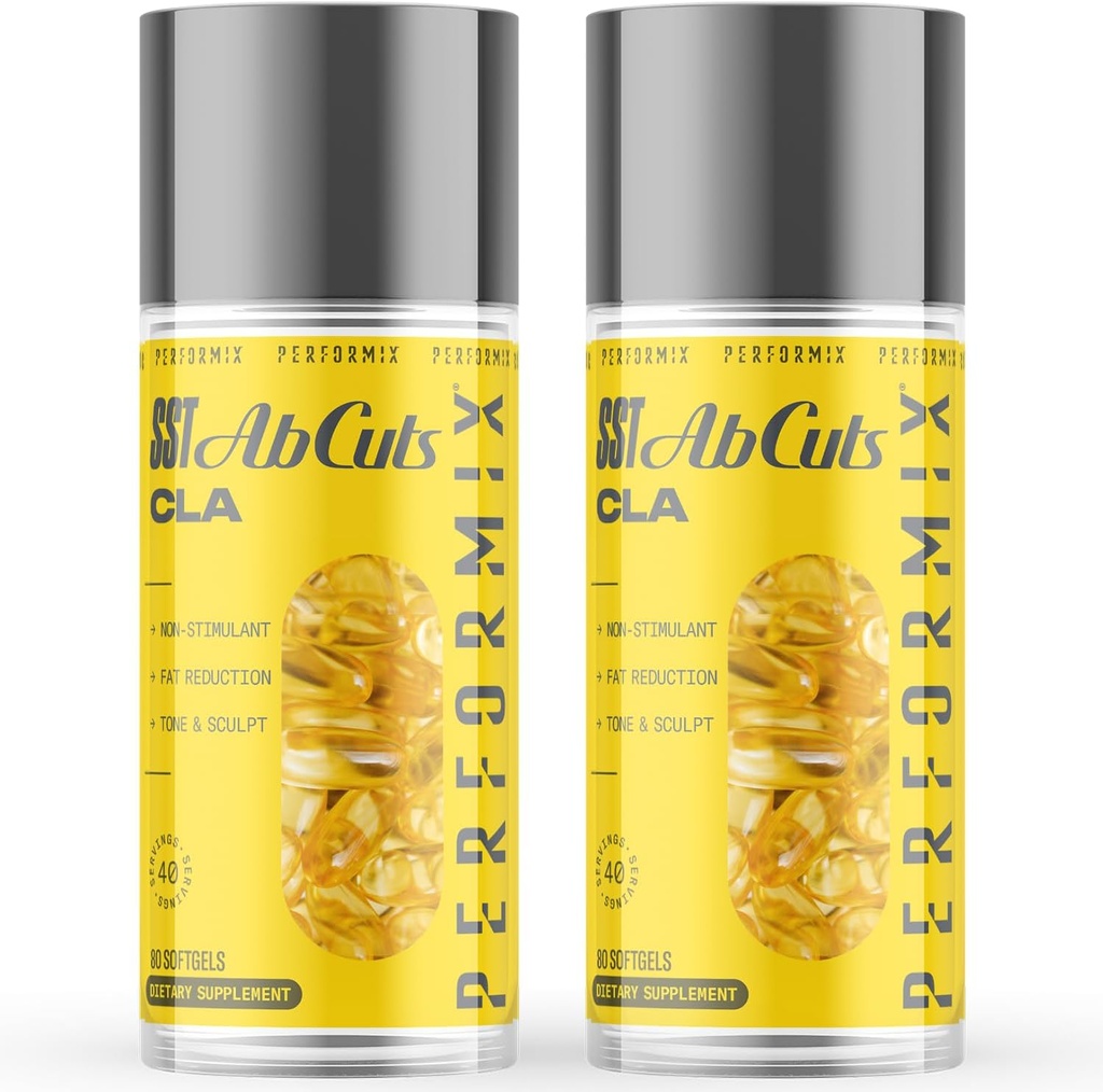 PERFORMIX - SST AbCuts - CLA 1000 מ"ג - Stim Free - Thermogenic - Fitness Goals - Metabolism Booster - בריאות & בריאות - שמן ספארי, אומגה 3, Flax Seed & ויטמין E - Pre Workout - 160 Softgels