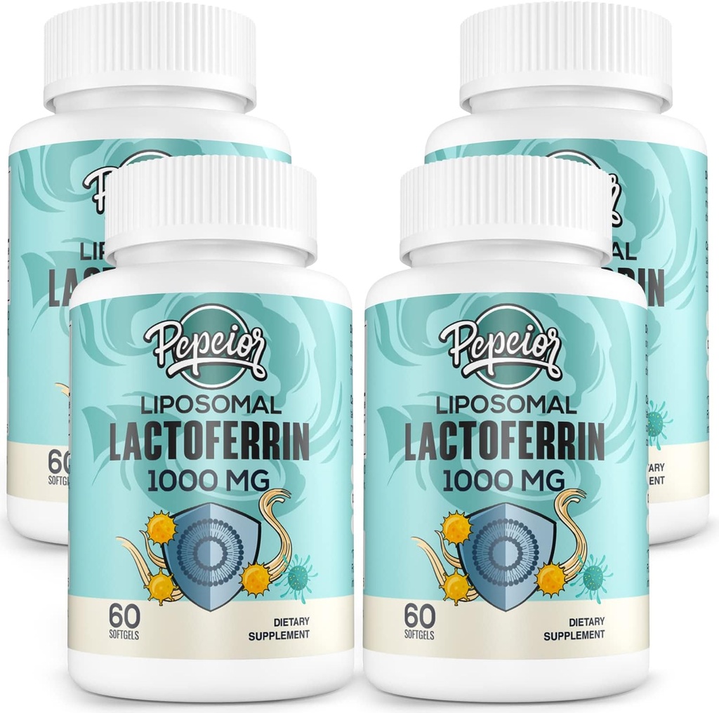 Liposomal Lactoferrin 1000 מ"ג דיאטה - מקסים Lactoferrin - a Component in Colostrum - עבור ברזל Absorption & Immune הפונקציה Lactoferrins למבוגרים, 60 Softgels (4 הבקבוק)