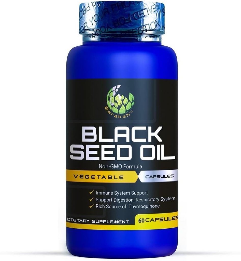 Black Seed שמן קפסולת, non-GMO, טבעוני, הליל, איכות פרימיום קר, 100% קפסולות שמן נוזליות טהורות, 60 Count, 1000 מ"ג לשרת.