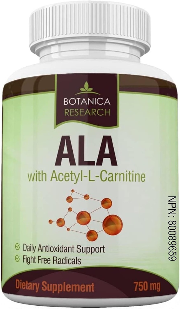 Alpha Lipoic Acid עם Acetyl L Carnitine - ALA ALC Anti Aging Health & בריאות פורמולה כדי לתמוך בריאות עצבית, כפות רגליים, ידיים, Limbs 60 קפסולות מורכבות ויטמין