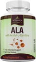 Alpha Lipoic Acid עם Acetyl L Carnitine - ALA ALC Anti Aging Health & בריאות פורמולה כדי לתמוך בריאות עצבית, כפות רגליים, ידיים, Limbs 60 קפסולות מורכבות ויטמין