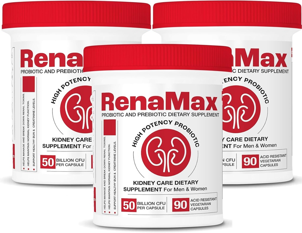 קפסולת Kidney res & Kidney Care תוסף - Probiotic & Prebiotic תוספת לתמיכה בתפקוד קידוני רגיל - 50 מיליארד CFU לקפסולה - Made in U.S.A (270 Caps (3 Pack)