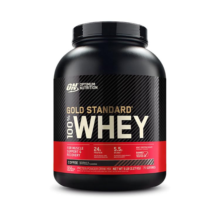 OPTIMUM NUTRITION GOLD STANDARD 100% אבקת חלבון, קפה, 5 פאונד