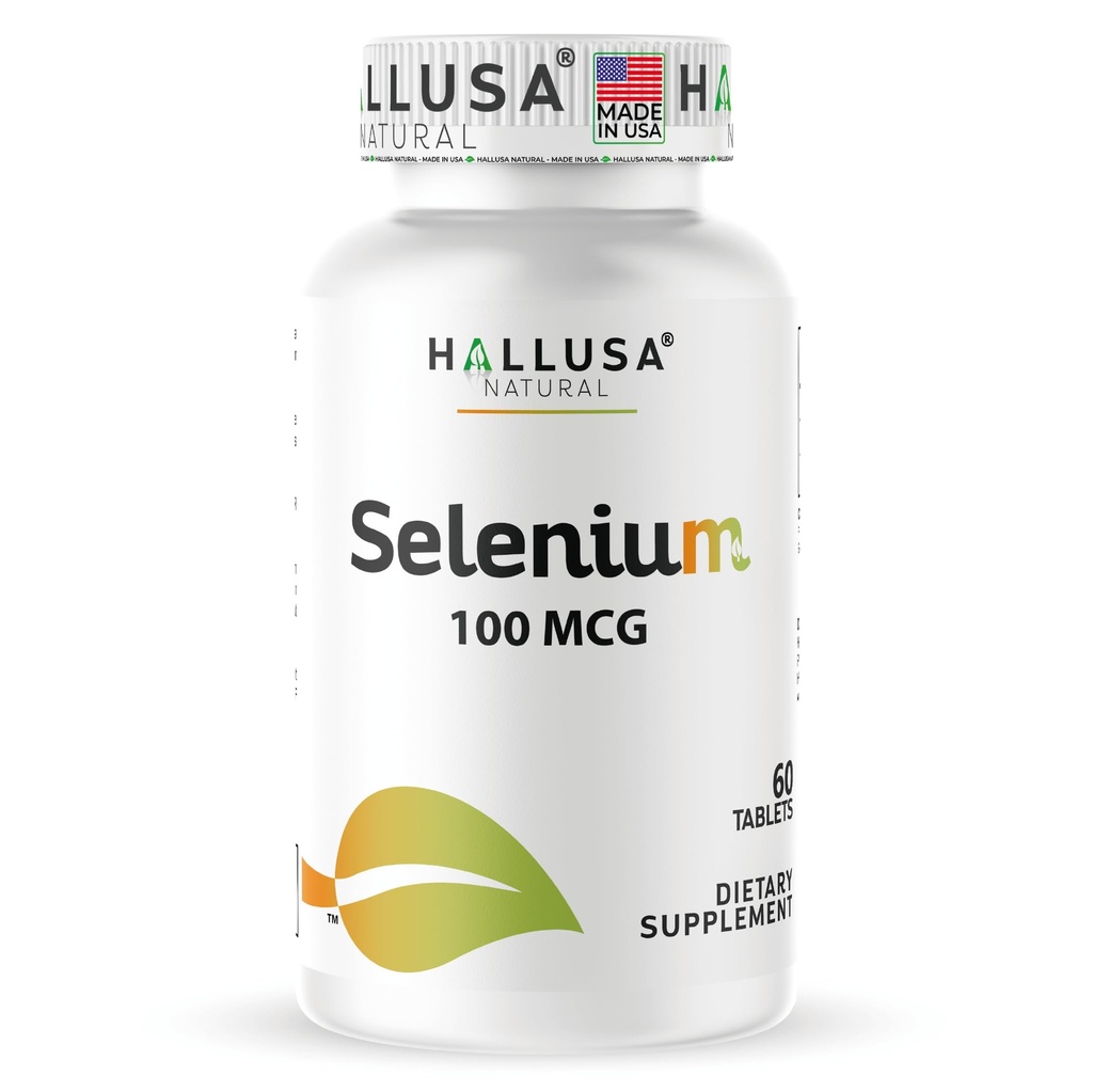 Hallusa Natural - Selenium 60 טבליות, Antioxidant ו- Immune Support, Heart Health - 60 יום אספקה