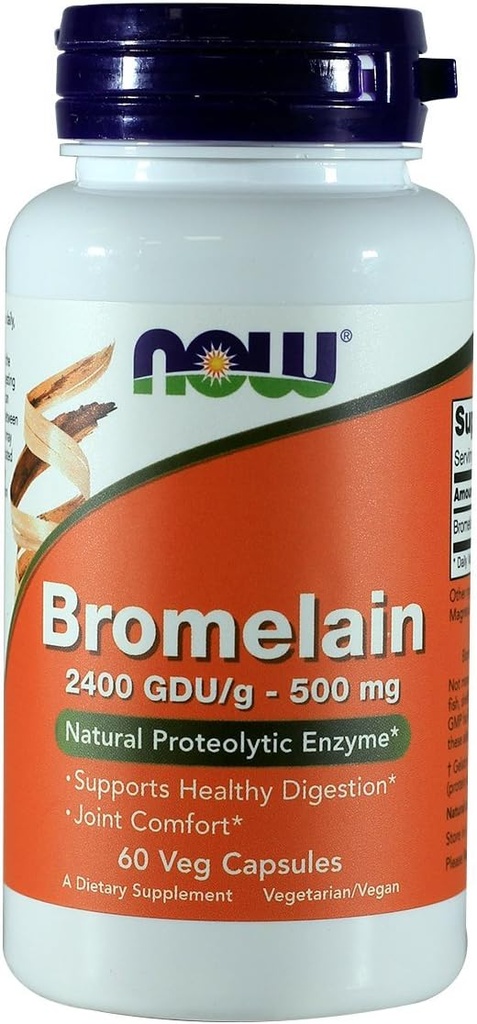 Now Bromelain 2400 GDU, 500 מ"ג, 60 קפסולות (Pack of 2)