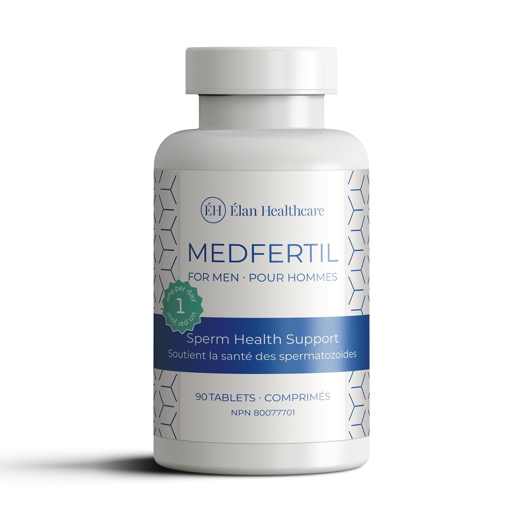 Medfertil for Men Dietary Supplement (90 ct) עם L-Carnitine, ויטמין C, E, B12, Folate, Zinc, Selenium ו- Co-Q10 / Once a Day Tablet / 3 חודשים אספקת מזון / Elan Healthcare