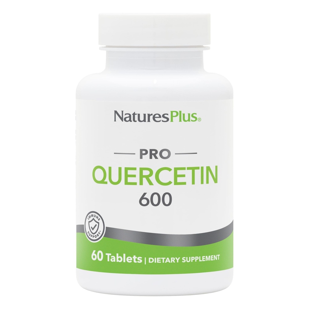 Natures Plus PRO Quercetin 600 מ"ג - 60 טבליות - Non-GMO, טבעוני וגלוטן חינם - 60 משרתים