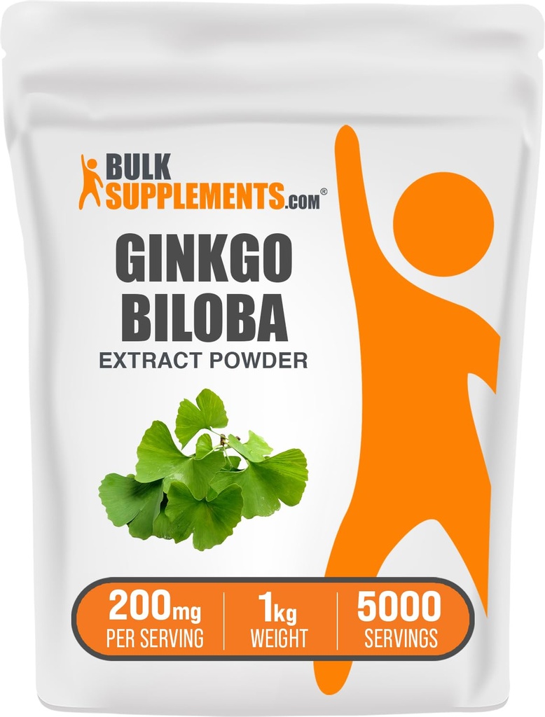 BulkSupplements.com Genekgo Biloba אבקת - מ ג'ינקגו Biloba Leaf, Antioxidant Source, Herbal Supplement - Gluten Free, 200 מ"ג למשרת, 1kg (2.2 lbs) (Pack of 1)