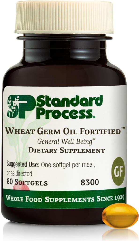 תהליך סטנדרטי חיטה Germ שמן פורטד - Immune Support Supplement to Aid Antioxidant Activity - Gluten-Free, non-Dairy & Non-Soy - 80 Softgels (80 משרתים)