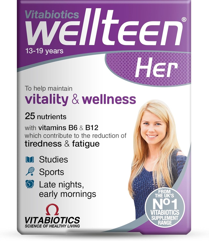 Vitabiotics Wellteen Her - תמיכה תזונתית לבני נוער ונשים צעירות בגילאי 13-19 - 30 טבליות