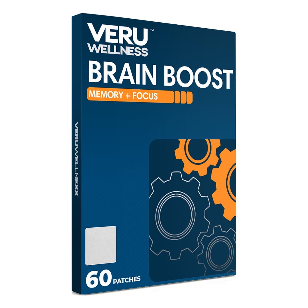 Veru Wellness Brain Boost Cognitive Patch - Daily Memory, Altertness and Focus Brain Support - גינקו Bilboa, Rhodiola Rosea, MCT (60 יום)