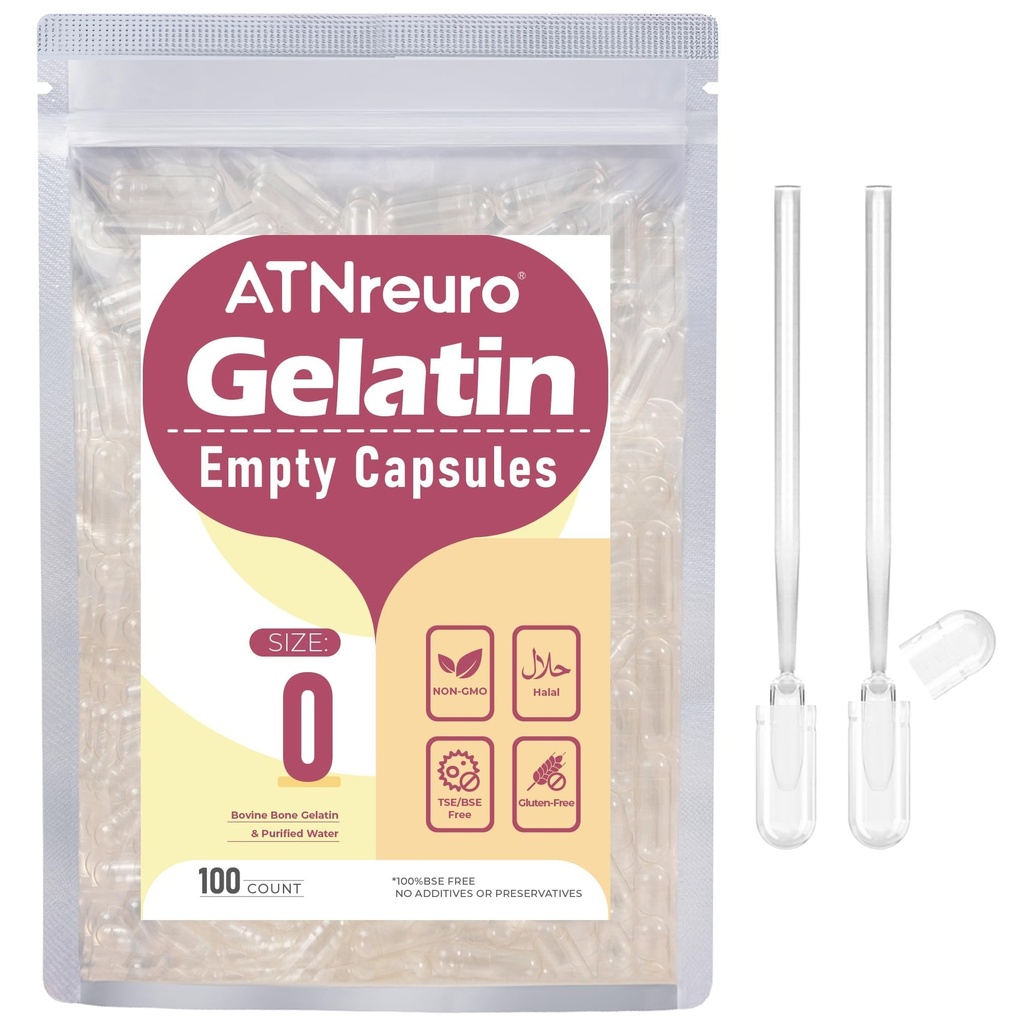 גודל 0 ריק Gelatin קפסולות עם 2 מיקרו Spoons - 100 Count ריקה קפסולת ניקוי - גלול גלולות קפסולות עבור אבקות