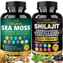 Bualle Sea Moss ו Shilajit Bundle-Sea Mos 300 מ"ג, Black Seed שמן 100 מ"ג,Ashwagandha 50mg,Ginger & Shilajit 300 מ"ג,Rhodiola Rosea 100 מ"ג, Panax גינזנג 50 מ"ג, All in 1s-USA Made(2)