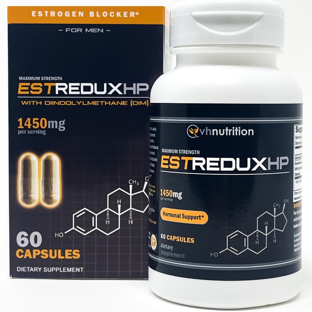 VH Nutrition ESTREDUX HP - עם DIM | Estrogen Blocker for Men* | 1450mg ofמקסימום כוח תמיכה הורמונלית, טונגקט עלי, אשוגנדה | 60 קפסולות